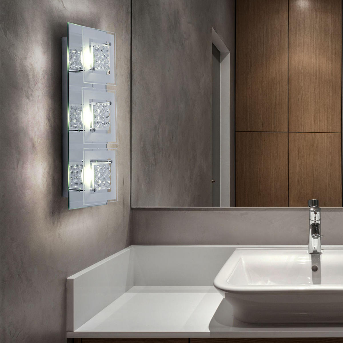 LED DECKENLEUCHTE Miranda Klar Chrom - Silberfarben, Glas (40/14/7cm) - Esto