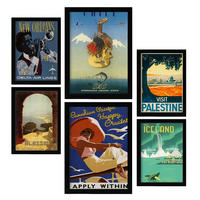 POSTER Set Mit 6 Land & Stadt Größe A3 & A4 Schwarzer Rahmen - Schwarz, Papier (29.7/1cm) - Nacnic