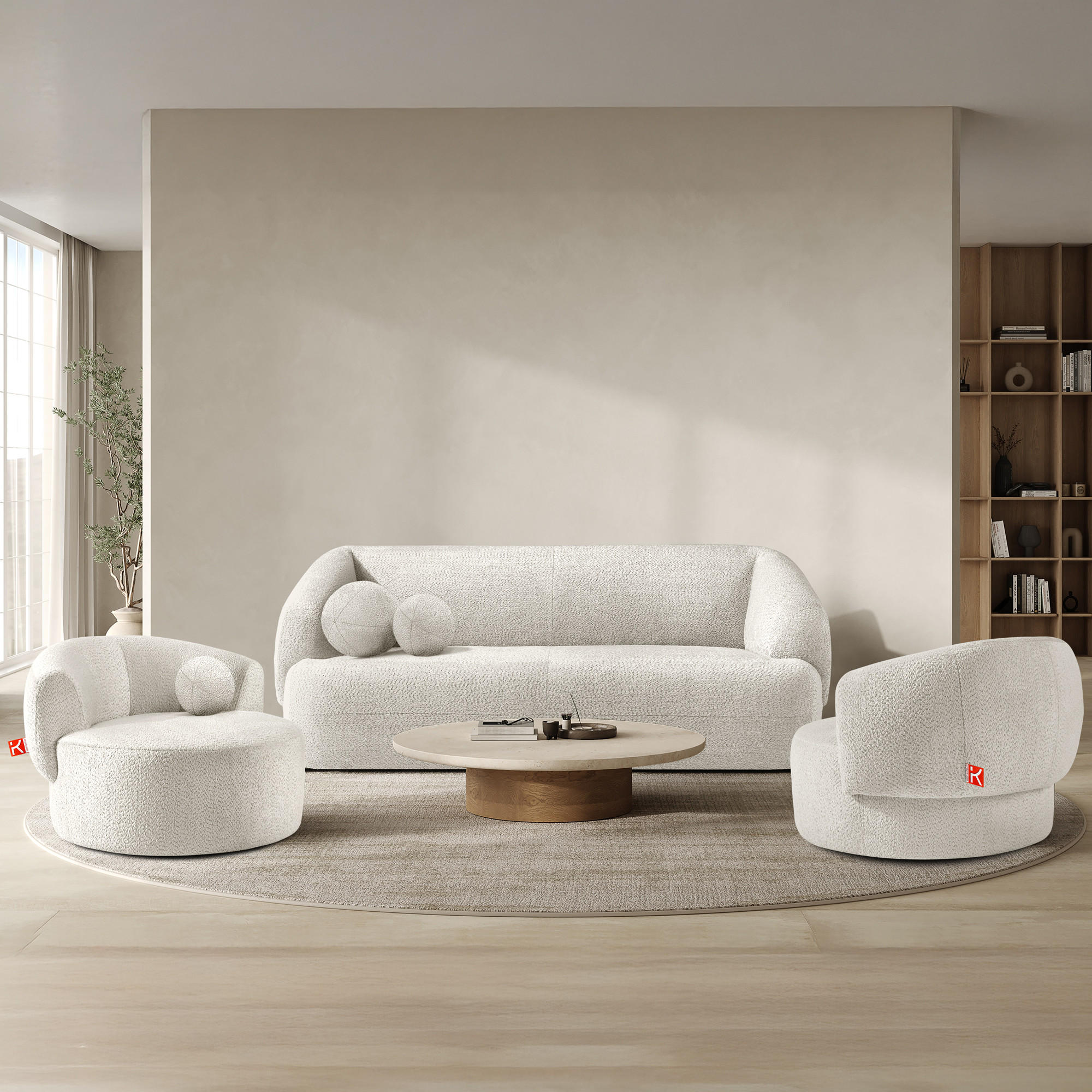 Thumbnail - Konsimo® Einzelsofa, Weiß, Textil, 3-Sitzer, 210x84x100 cm, Wohnzimmer, Sofas & Couches, Sofas