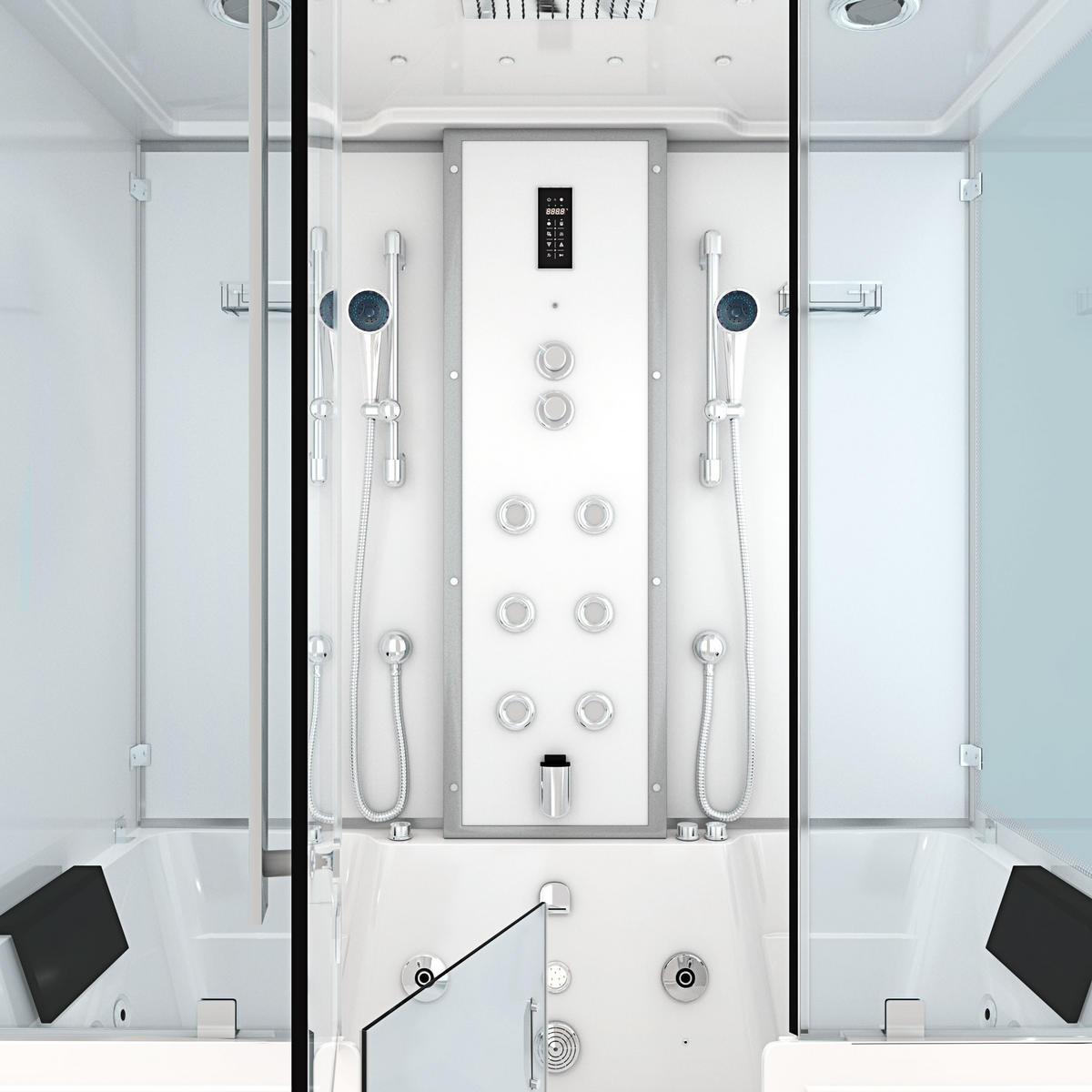 BADEWANNE Dusche K88-WS-EH-A-ALL Duschtempel - Weiß, Glas/Kunststoff (180/228/100cm) - AcquaVapore by Sandra Jentho