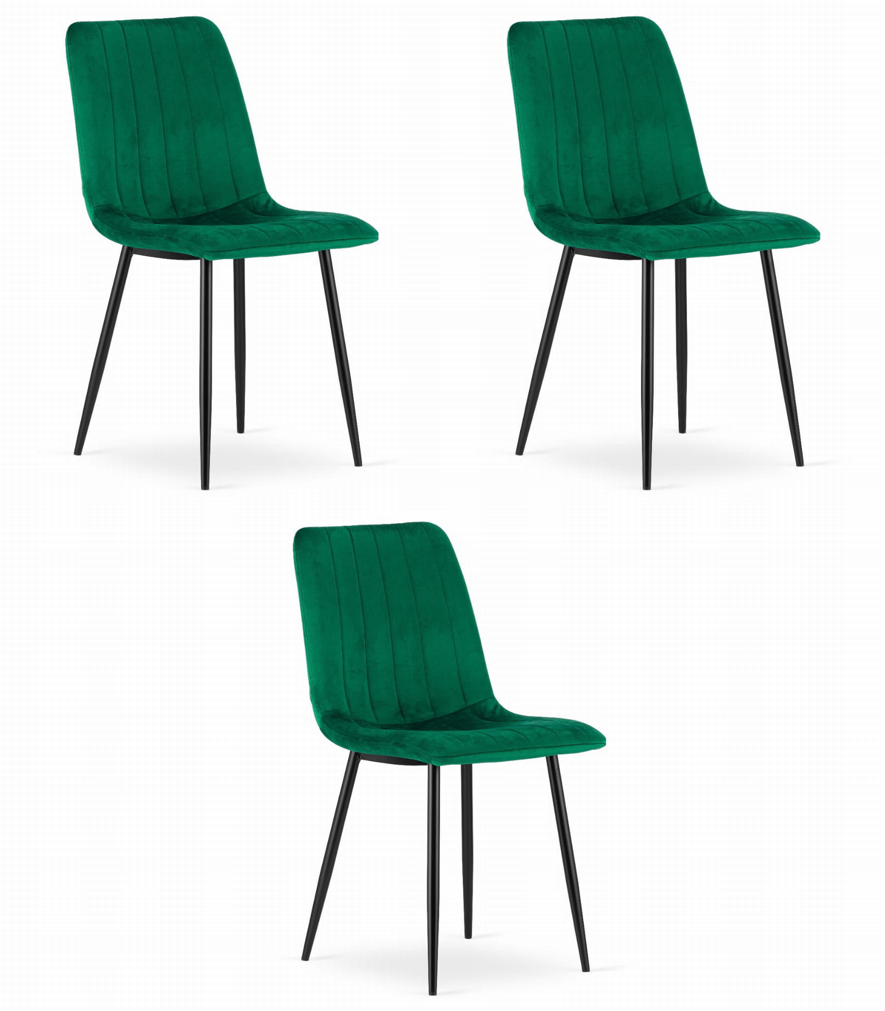 ESSZIMMERSTUHL 3-er Set JEWA dunkelgrüner Sitz - Dunkelgrün, Textil (43/90/51cm) - Valora