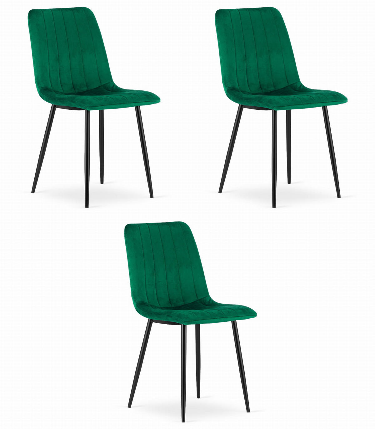 ESSZIMMERSTUHL 3-er Set JEWA dunkelgrüner Sitz - Dunkelgrün, Textil (43/90/51cm) - Valora