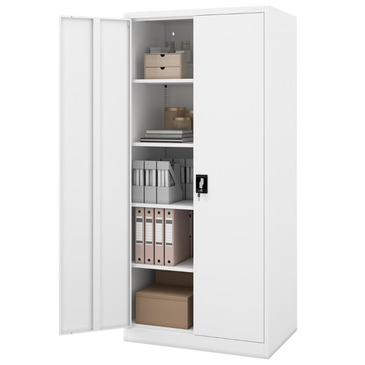 AKTENSCHRANK abschließbar KADO Flügeltüren 195x90x60cm Weiß - Weiß, Metall (90/195/60cm) - DELUKE