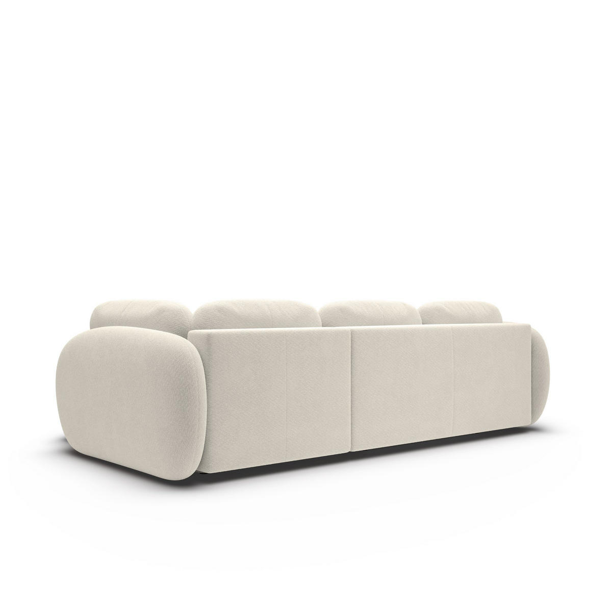 ECKSOFA AMICO II R-S Creme Geflochtener Stoff mit Schlaffunktion - Creme, Holz (289/190cm) - MASSENO