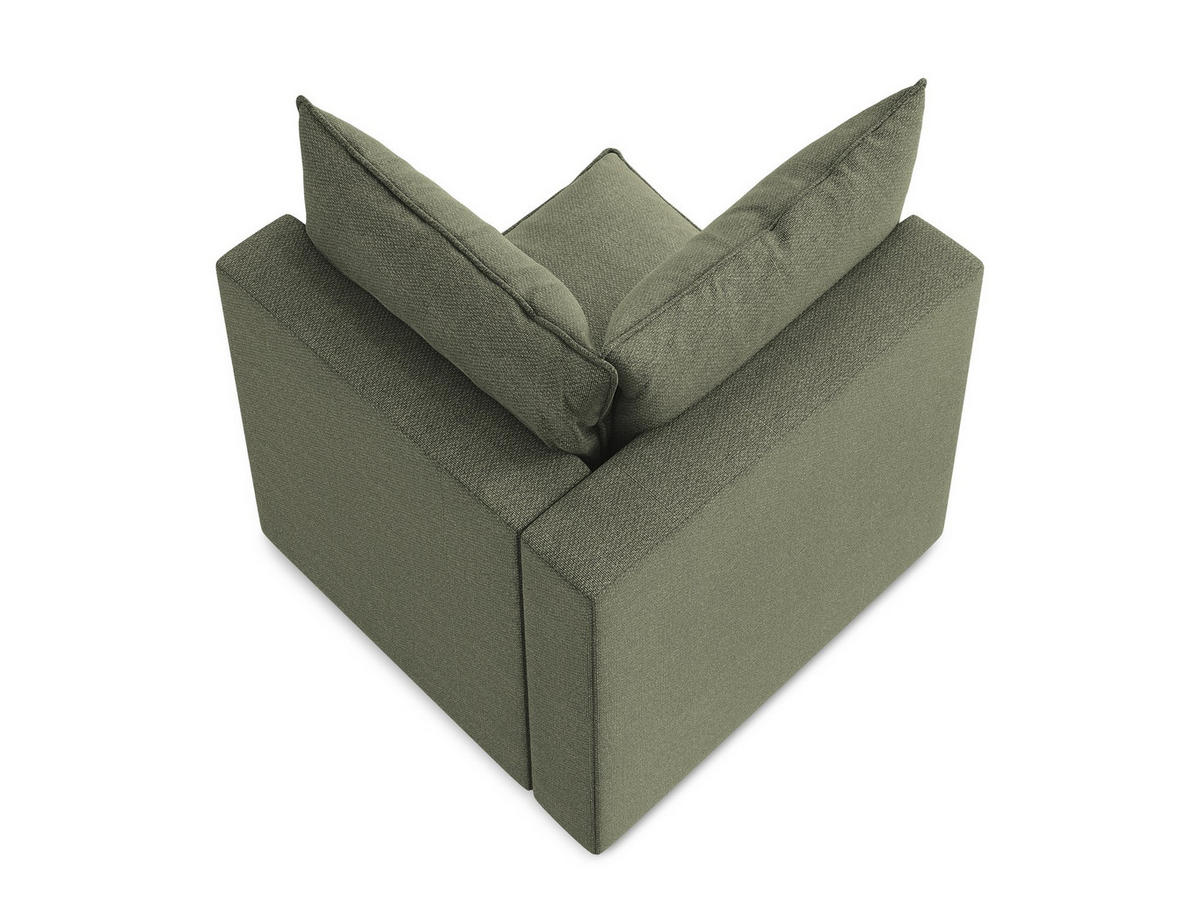 SOFAELEMENT Bouclé Stoff Grün - Schwarz/Olivgrün, Holzwerkstoff/Kunststoff (90/77/90cm) - Makamii
