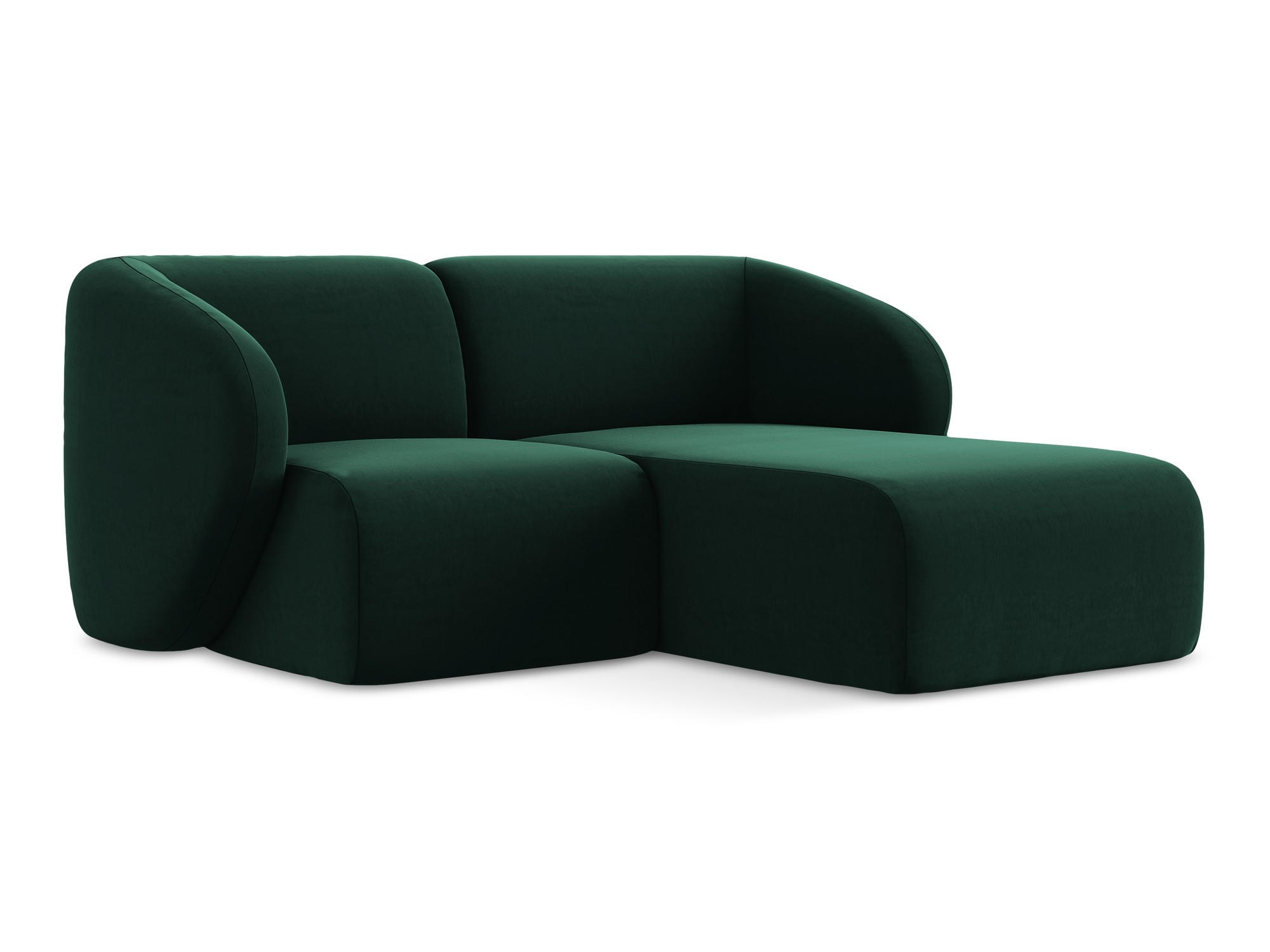 ECKSOFA Rechts Samt Stoff Grün - Dunkelgrün/Schwarz, Holzwerkstoff/Kunststoff (178/166cm) - Makamii