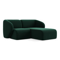 ECKSOFA Rechts Samt Stoff Grün - Dunkelgrün/Schwarz, Holzwerkstoff/Kunststoff (178/166cm) - Makamii