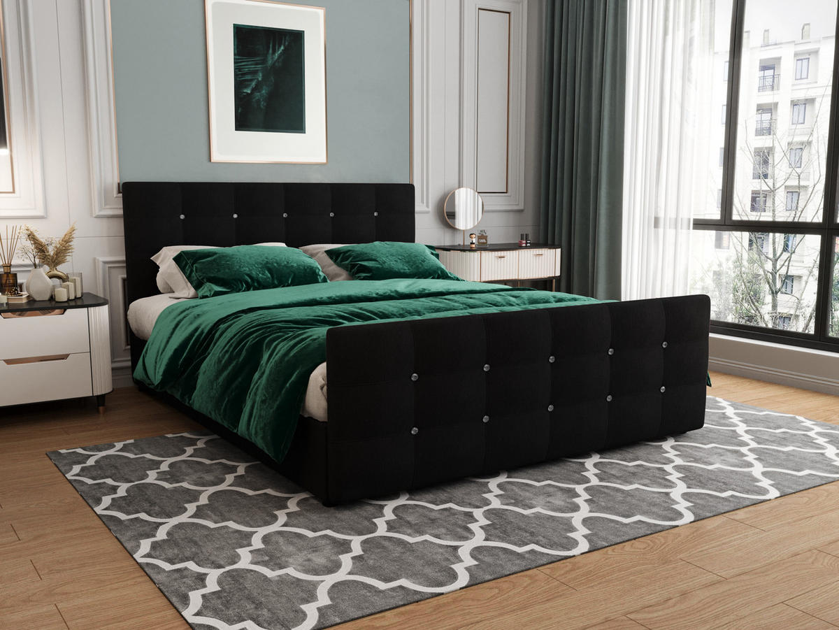 BOXBETT KLEO 200x200, mit Matratze H3 und Topper, Cosmic 100 - Schwarz, Holz/Kunststoff (200/200cm) - Bedante