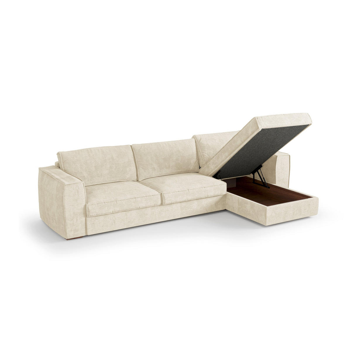 ECKSOFA rechtwinklig MIKA Köpergewebe mit weichem Griff Creme 292cm - Creme, Textil (292/100cm) - Premium Interiors