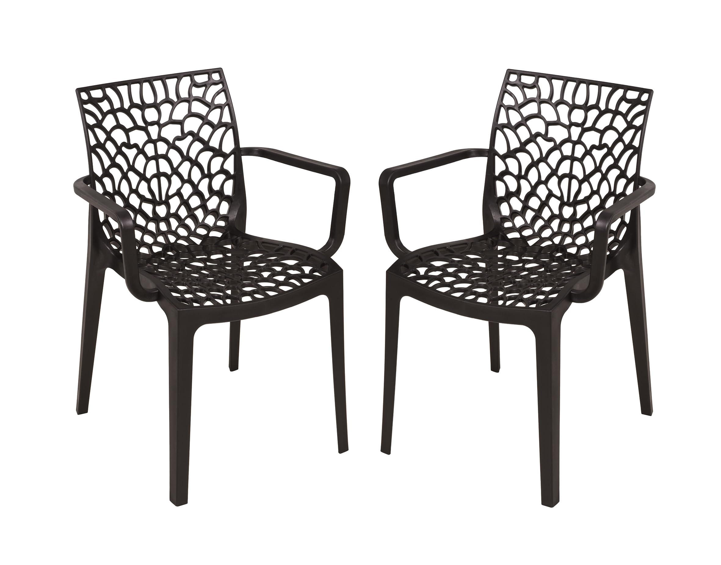 GARTENSTUHL 2er Set Ivar Schwarz Gartenstühle - Schwarz, Kunststoff (58/81/52cm) - DELUKE