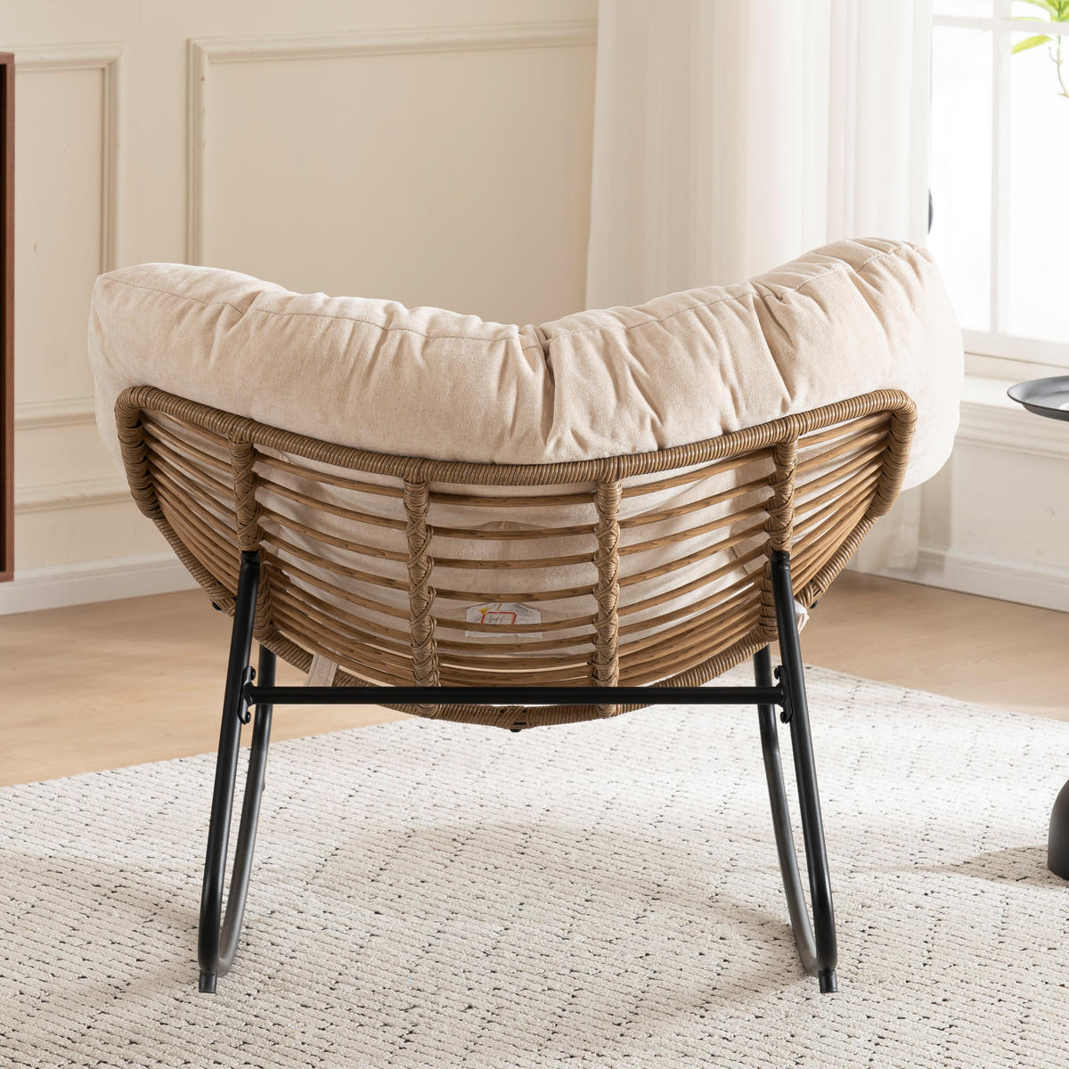 SCHAUKELSTUHL mit Chenille-Polsterung, moderner Akzentstuhl für Wohnzimmer, Schlafzimmer und Kinderzimmer - Beige, Textil (95/83/107cm) - Kaket