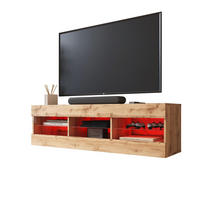 LOWBOARD TIVOLI RTV 140, Wotan, LED Mehrfarbige - Eiche Wotan, Glas/Holzwerkstoff (140/40.5/35.5cm) - Komodee