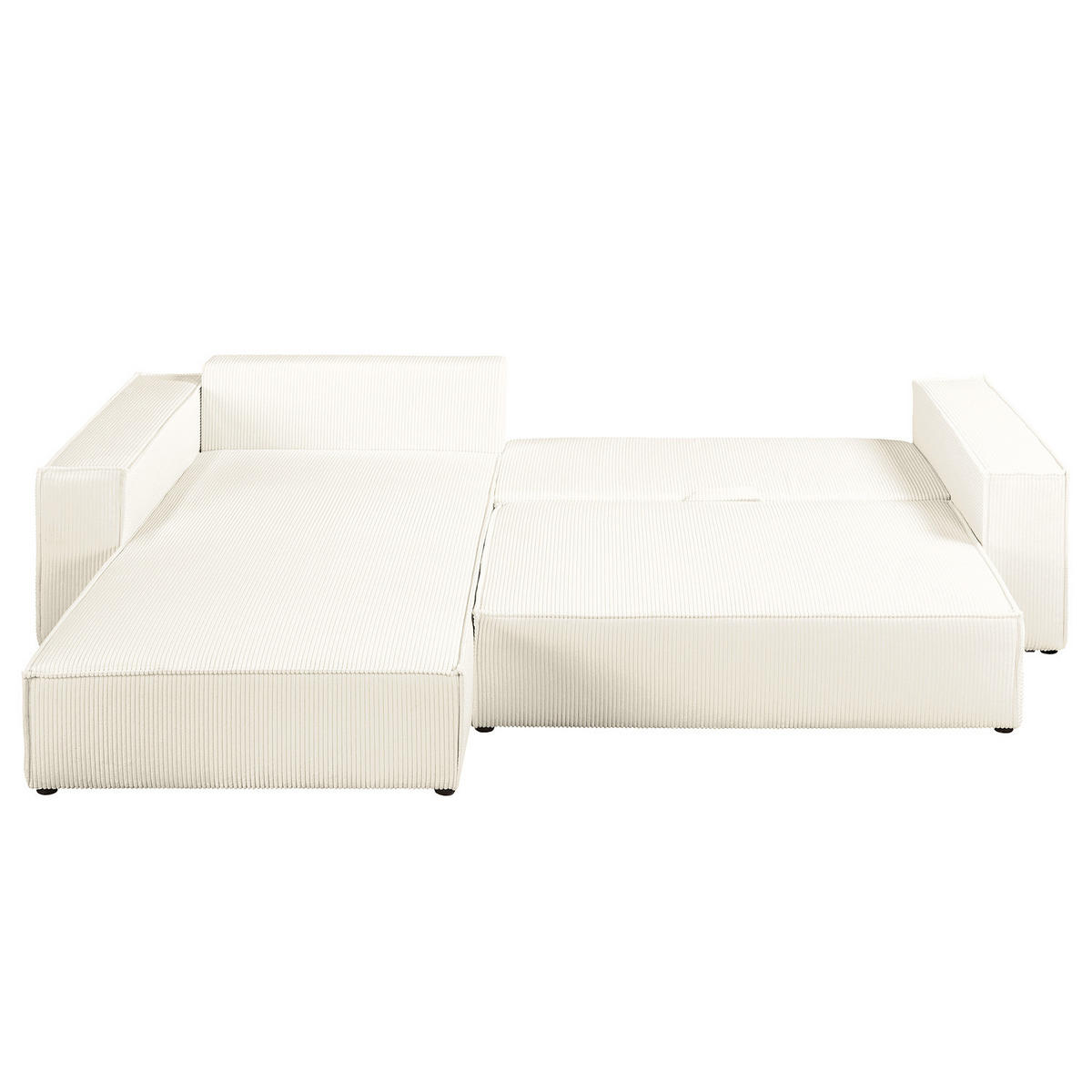 ECKSOFA mit Schlaffunktion - 290 cm - Creme/Schwarz, Kunststoff/Textil (290/185cm) - home24
