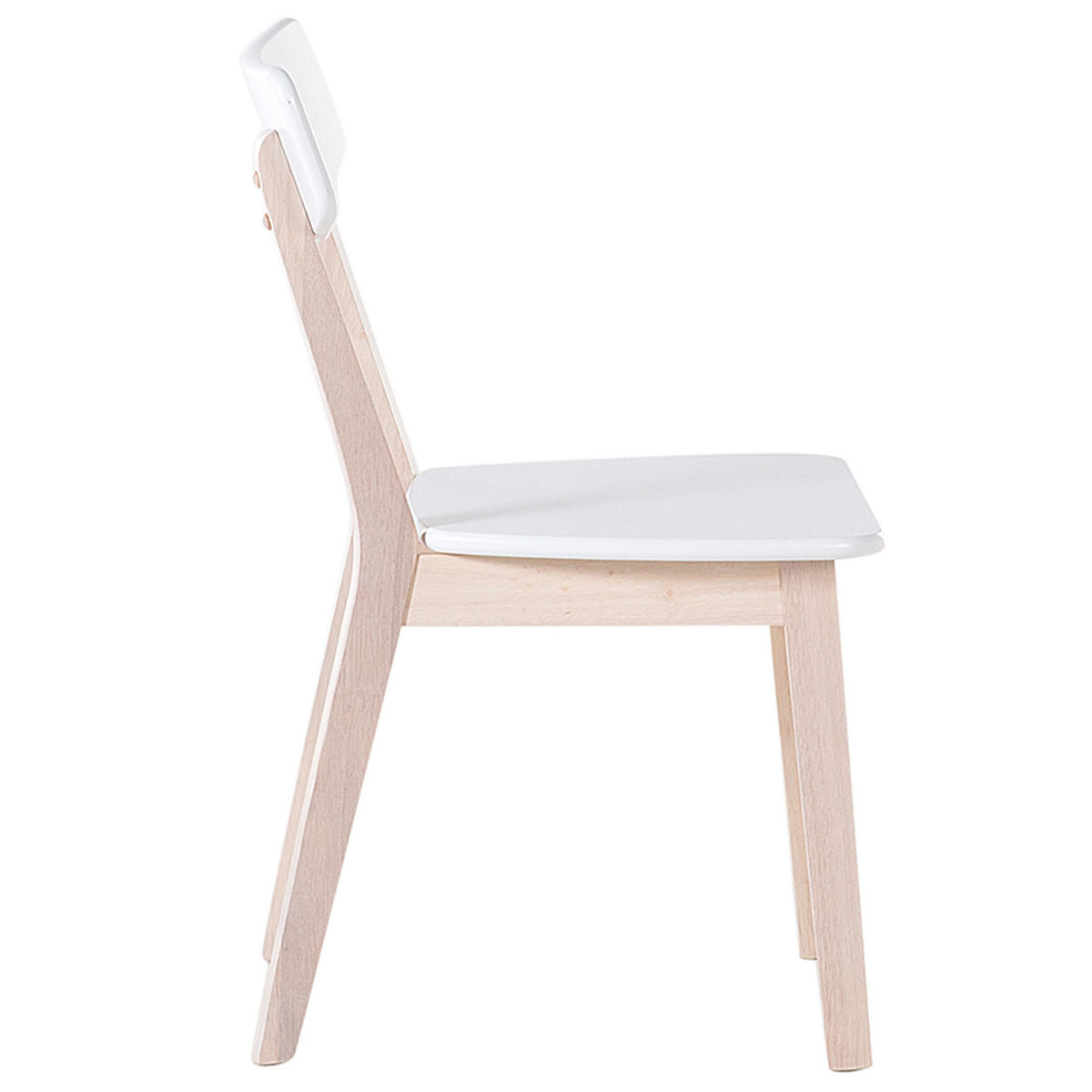 STUHL 2er-Set Gummibaumholz Hellbraun/Weiß Santos - Weiß, Holz/Holzwerkstoff (44/76/49cm) - Beliani