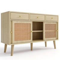 KOMMODE aus MDF 120x40x78cm in Eiche mit 3 Schubladen & 3 Schiebetüren - Eichefarben, Holzwerkstoff (120/78/40cm) - Modfu