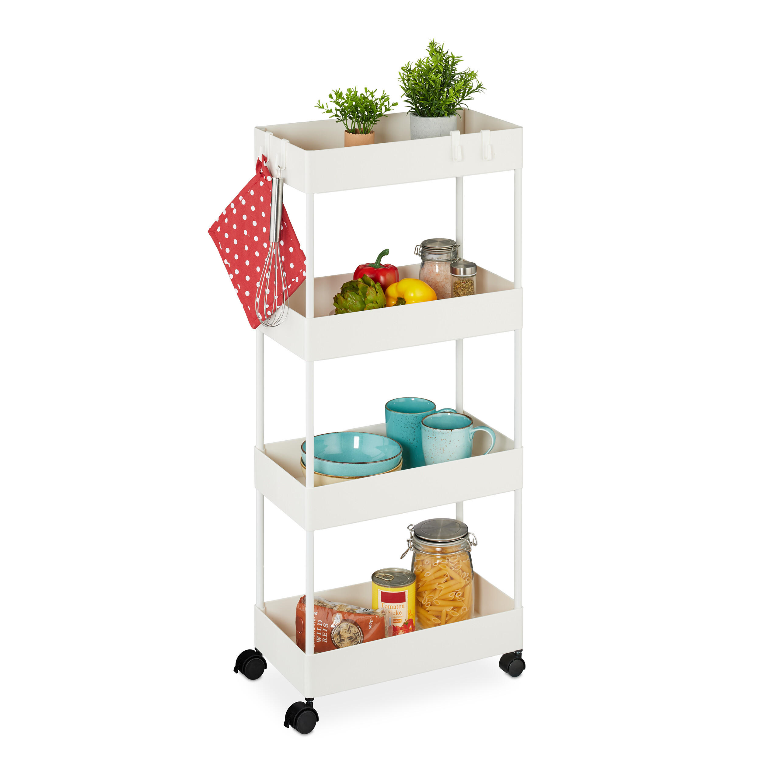 ROLLWAGEN - Weiß, Kunststoff/Metall (40/93/22cm) - Relaxdays