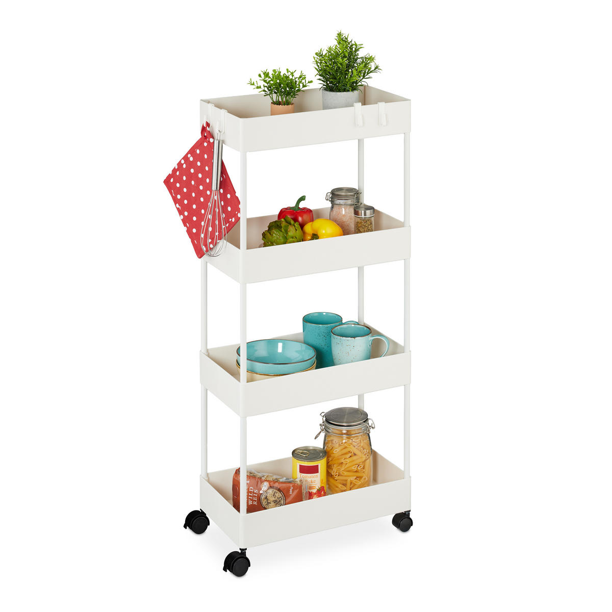 ROLLWAGEN - Weiß, Kunststoff/Metall (40/93/22cm) - Relaxdays