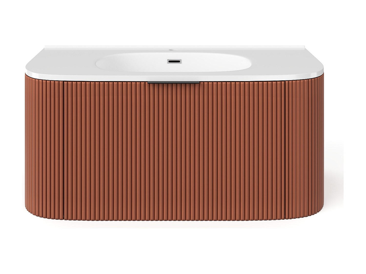 EINZELWASCHTISCH - 99 cm x 50 cm - Holz, Platte - Terracotta - LOMERI - Terracotta, Holz (99/45/50cm) - Vente-Unique