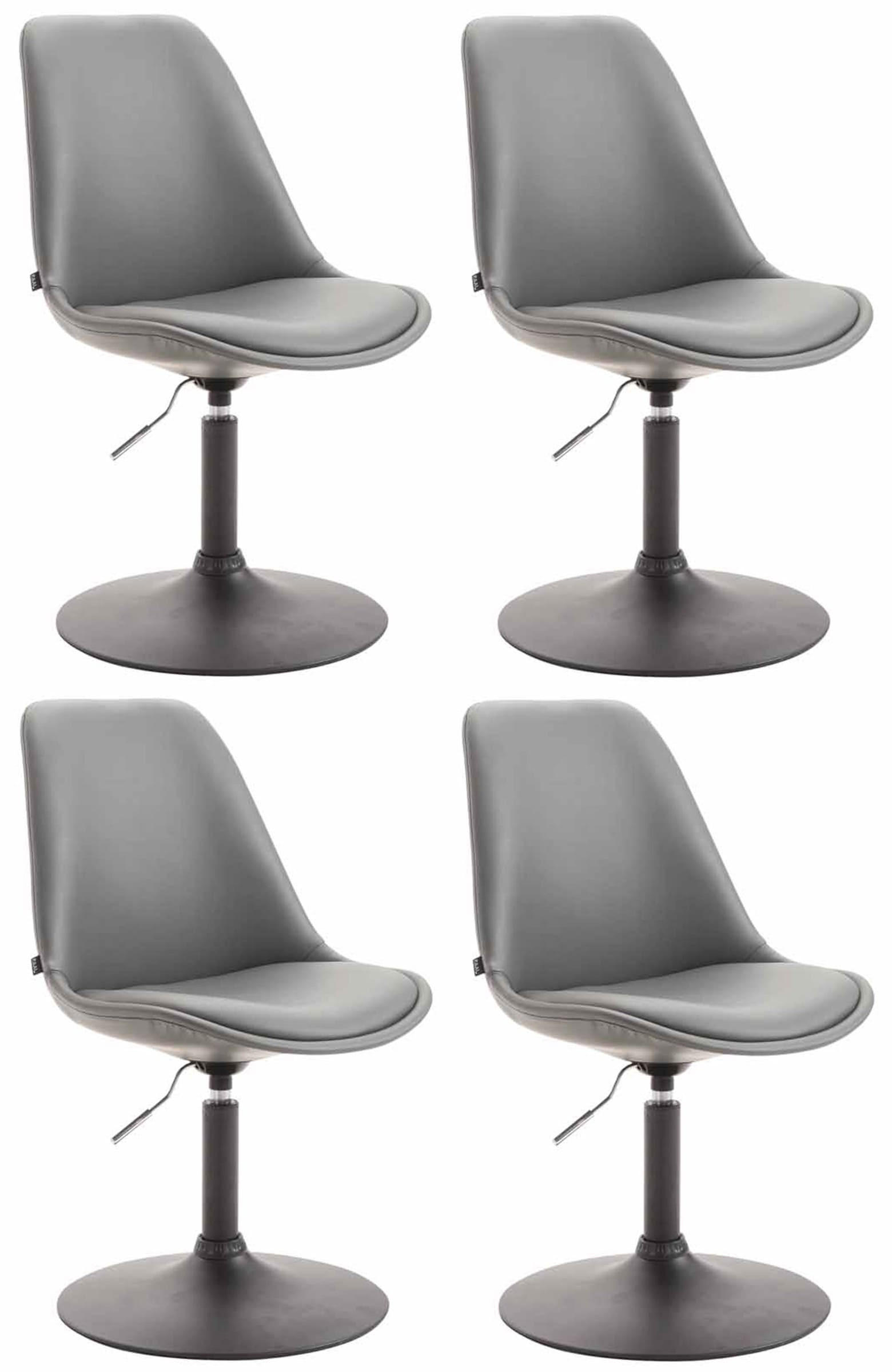 DREHSTUHL 4er Set Lederlook grau - Schwarz/Grau, Textil/Metall (48/76/57cm) - CLP