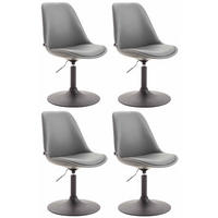 DREHSTUHL 4er Set Lederlook grau - Schwarz/Grau, Textil/Metall (48/76/57cm) - CLP
