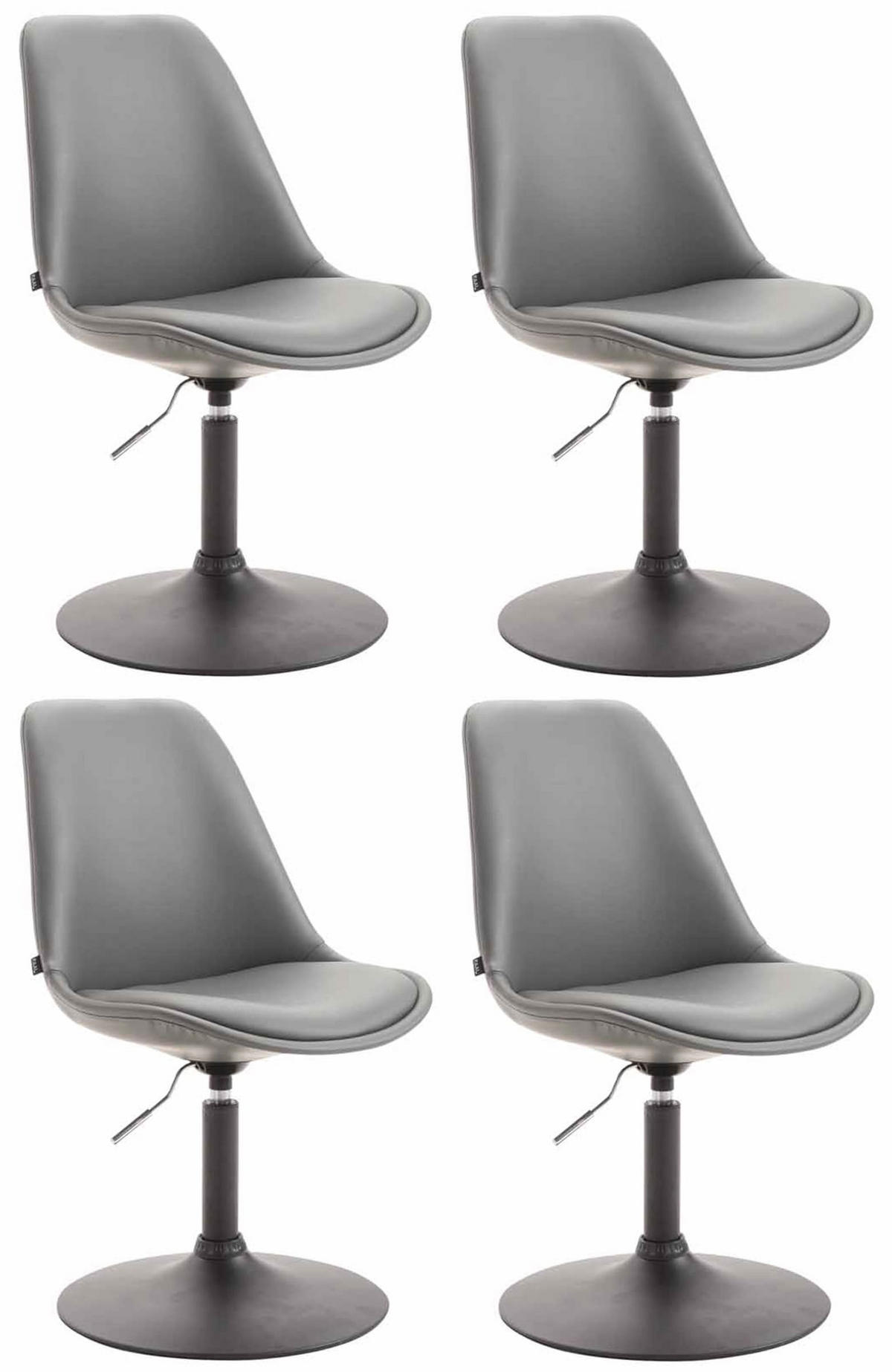DREHSTUHL 4er Set Lederlook grau - Schwarz/Grau, Textil/Metall (48/76/57cm) - CLP