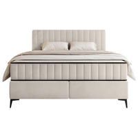 BOXBETT Mufasso Hellbeige Samtbezug 180x200 cm - Ecru/Schwarz, Textil/Metall (180/200cm) - Selsey
