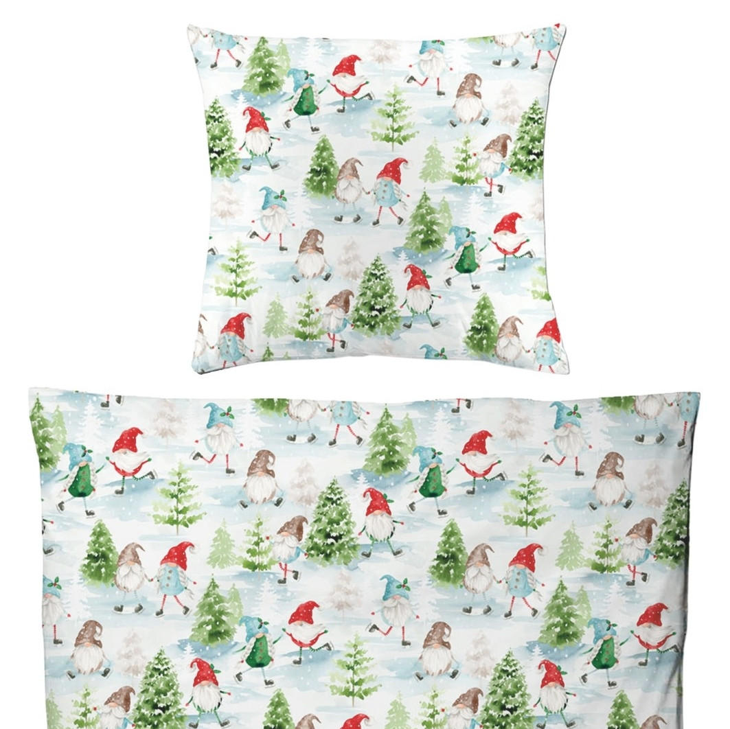 BETTWÄSCHE Biber 135x200 Wichtel Flanell Winter Bettbezug Weihnachten - Kuschelig warm - Multicolor, Textil (135/200cm) - Carpe Sonno