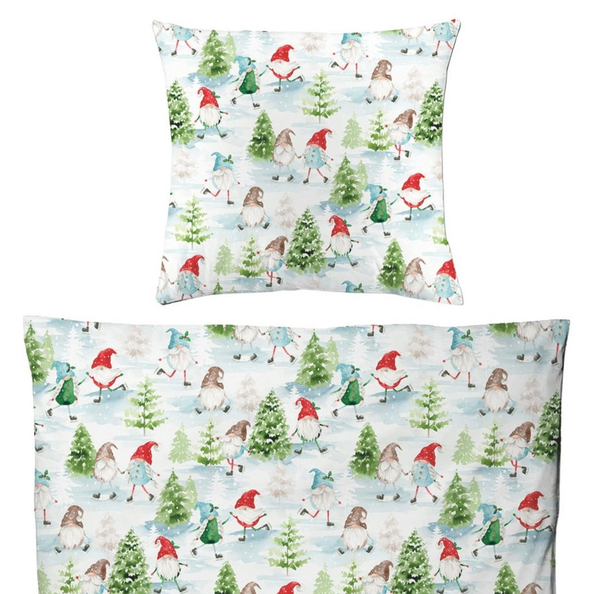 BETTWÄSCHE Biber 135x200 Wichtel Flanell Winter Bettbezug Weihnachten - Kuschelig warm - Multicolor, Textil (135/200cm) - Carpe Sonno