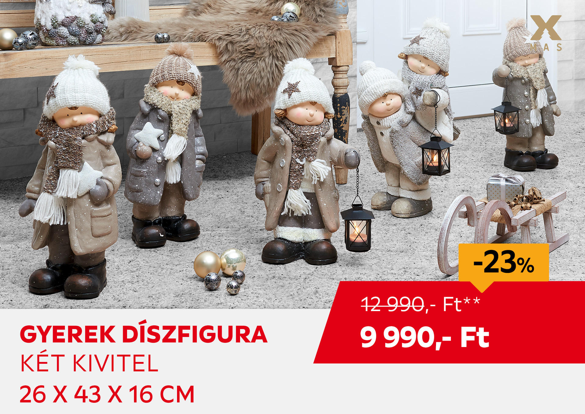 Gyerek díszfigura, két kivitel,  26 x 43 x 16 cm Kiemelt termék 12990 Ft.- helyett 9990 Ft.-