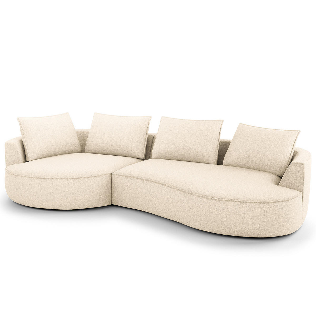 BIGSOFA - Champagner/Schwarz, Kunststoff/Textil (322/82/154cm) - home24