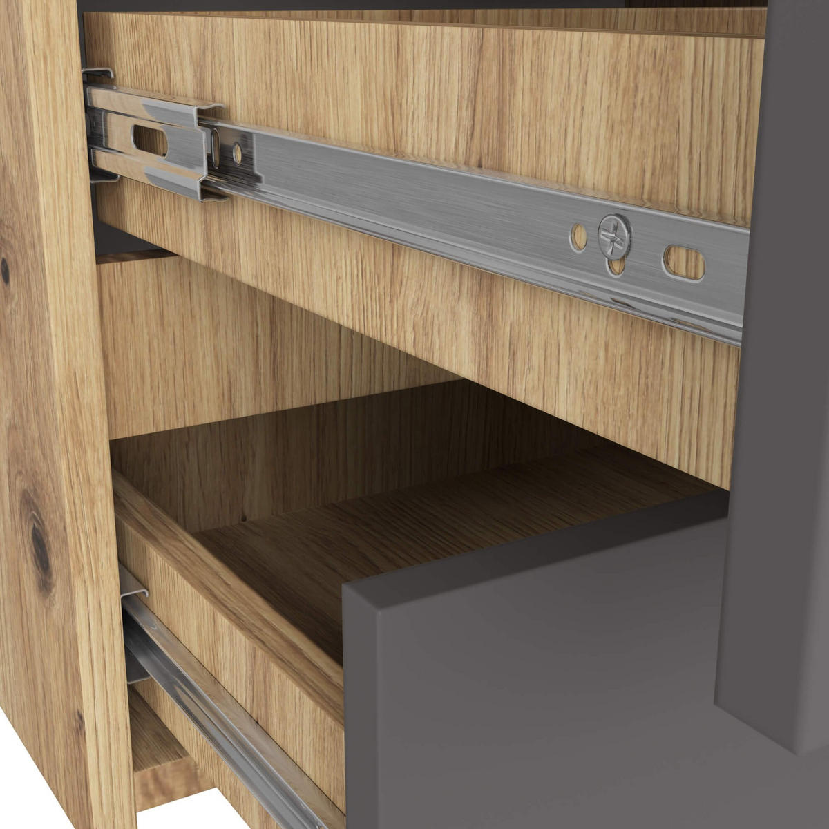 KOMMODE CL100 6 Schubladen, Artisan-Grau, 35x100x57 cm - Eiche Artisan/Grau, Holz (100/57/35cm) - Milordbikes