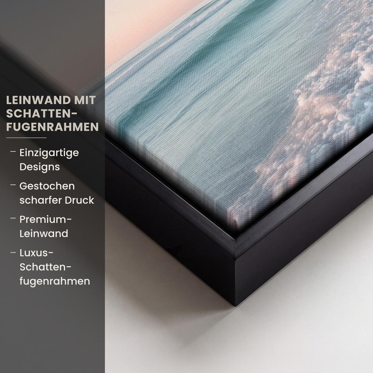 LEINWAND Bilder mit Rahmen - Küstenlinie - Pastell - Wasser - 30x20 - Pastellblau, Textil (30/20cm) - MuchoWow