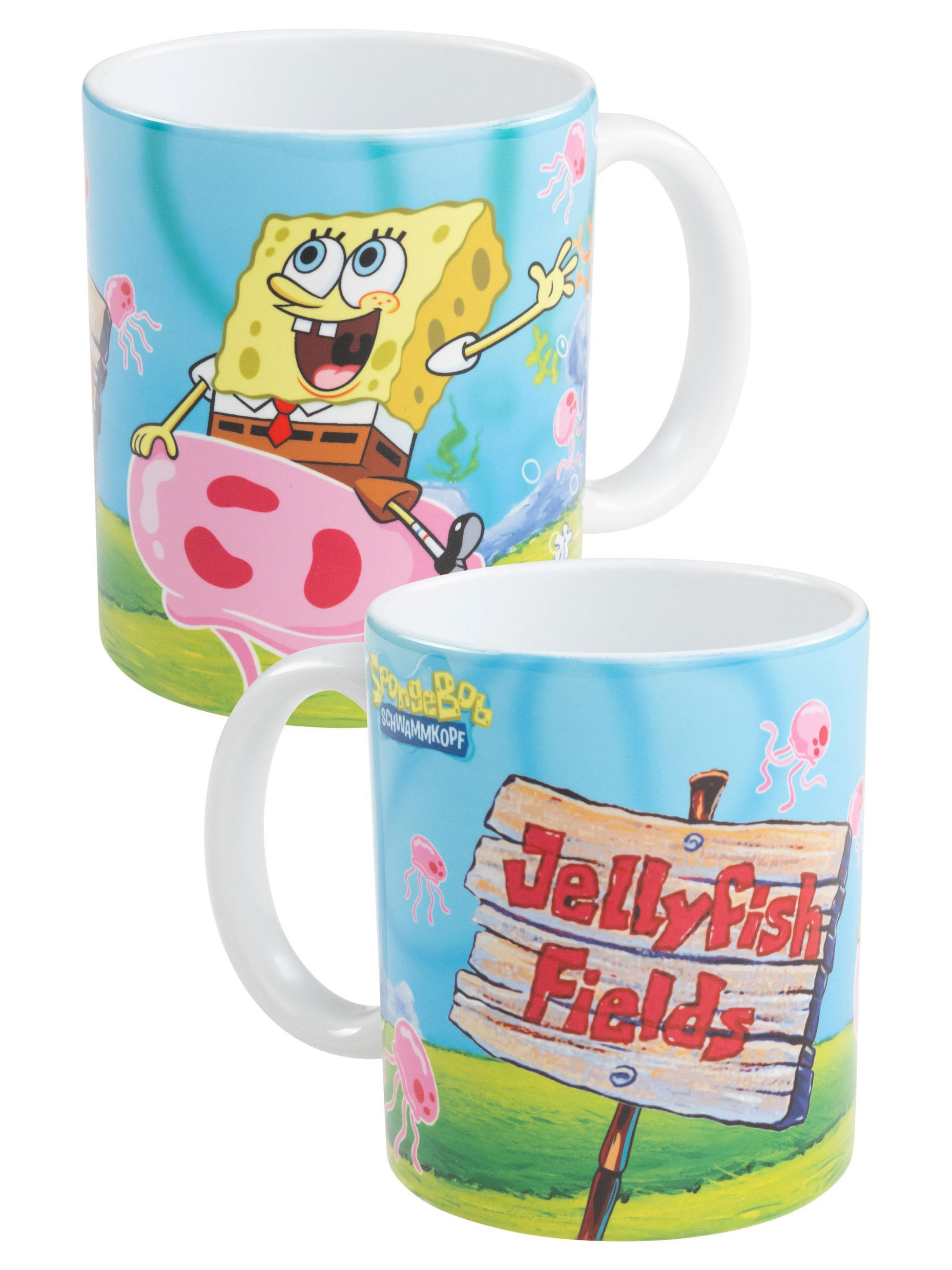 KAFFEEBECHER Spongebob Schwammkopf Jellyfish Quallen Mehrfarbig 320 ml - Multicolor, Keramik (0.32L)