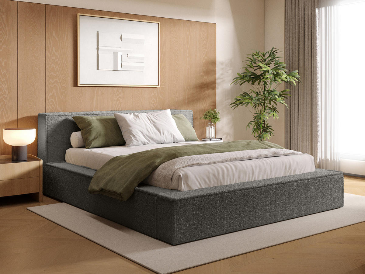 POLSTERBETT Menfi 200x200 cm, Grau - Dunkelgrau, Textil (200/200cm) - Fedve