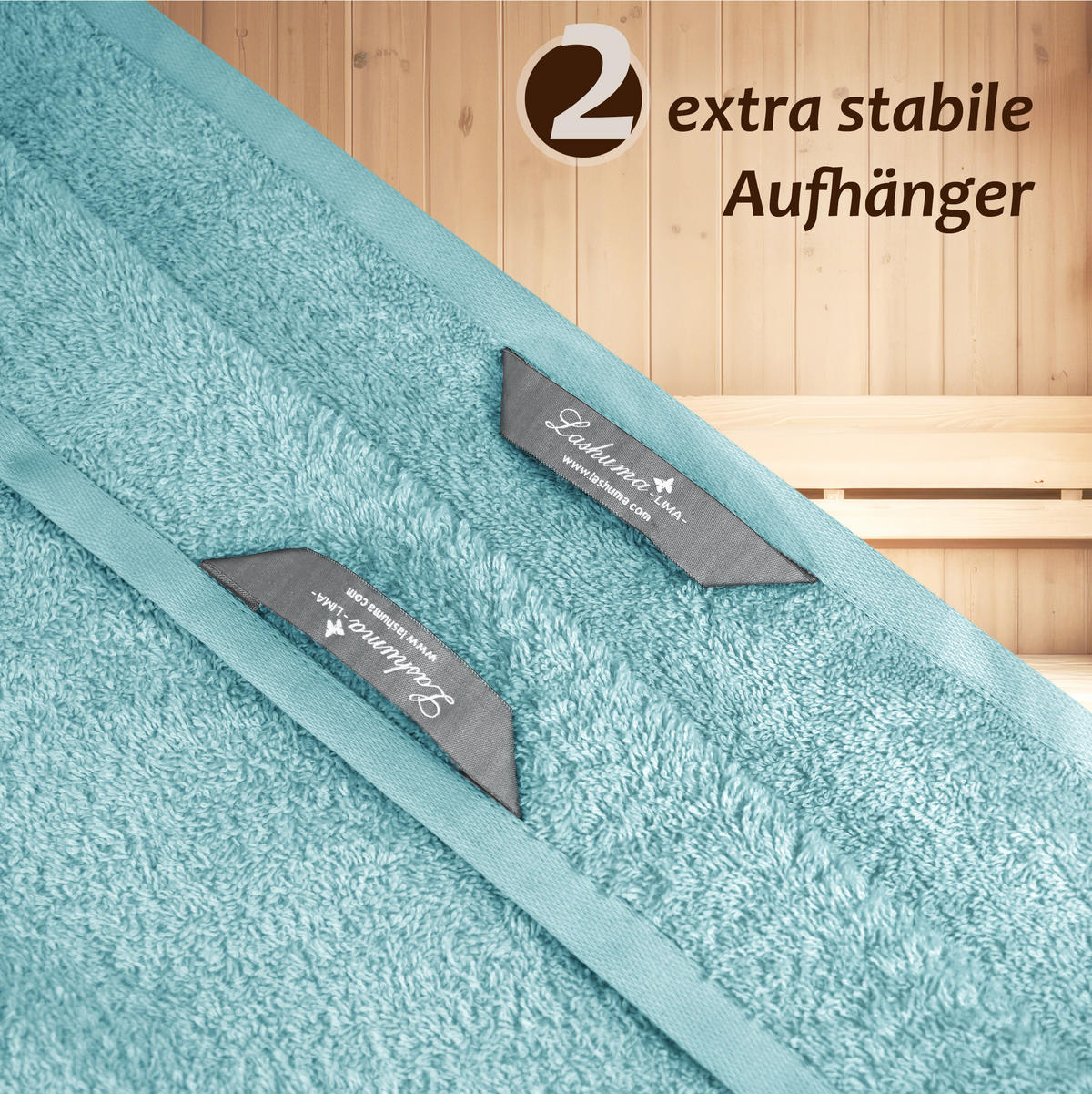 SAUNAHANDTUCH Lima Pastellblau 100x200 cm - Pastellblau, Naturmaterialien (100/200cm) - Lashuma
