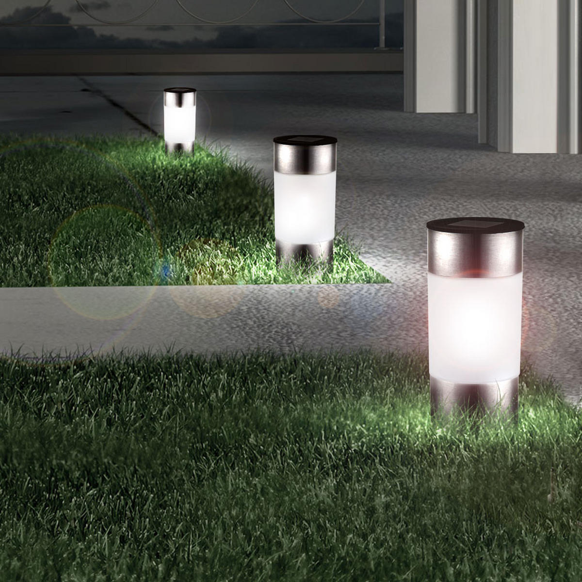 LED AUSSENLEUCHTE Edelstahl Silber 9er Set - Silberfarben, Metall (6.3/6.3/23.5cm) - Globo Lighting