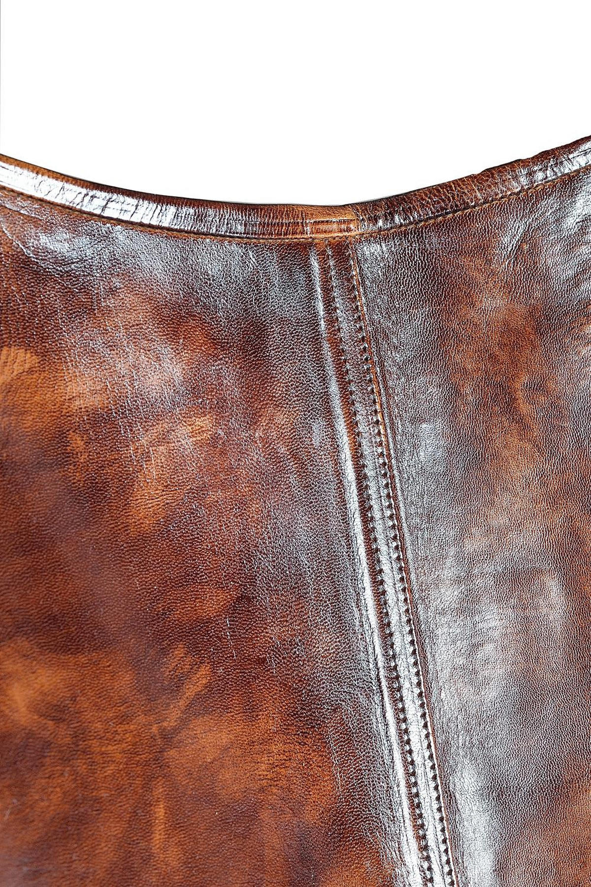 STUHL aus Leder und Metall - Braun, Fell (72/95/68cm) - Giner y Colomer
