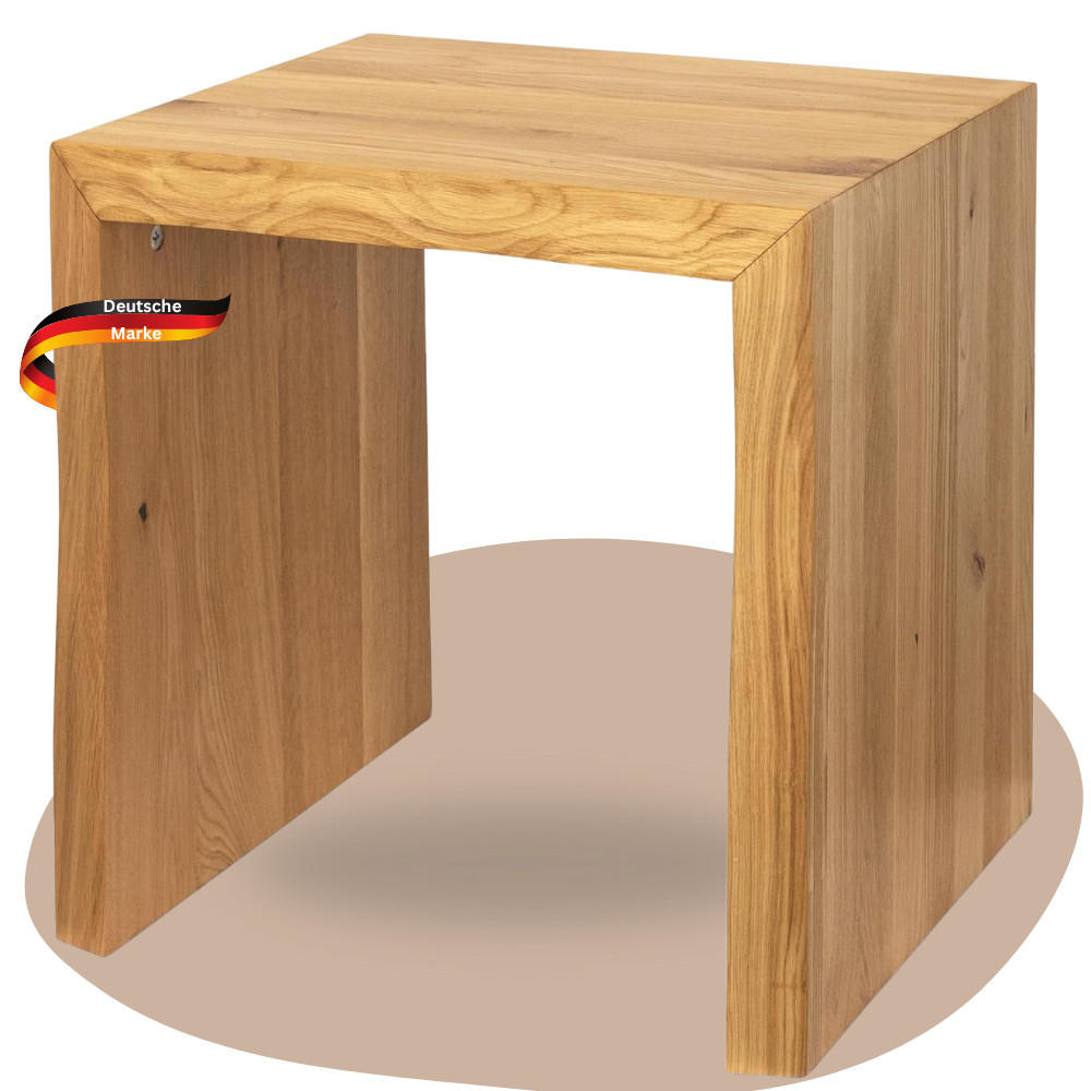 HOLZBANK EGON Eiche Massiv mit Baumkante 40x40x45 cm - Braun, Holz (40/45/40cm) - DELUKE