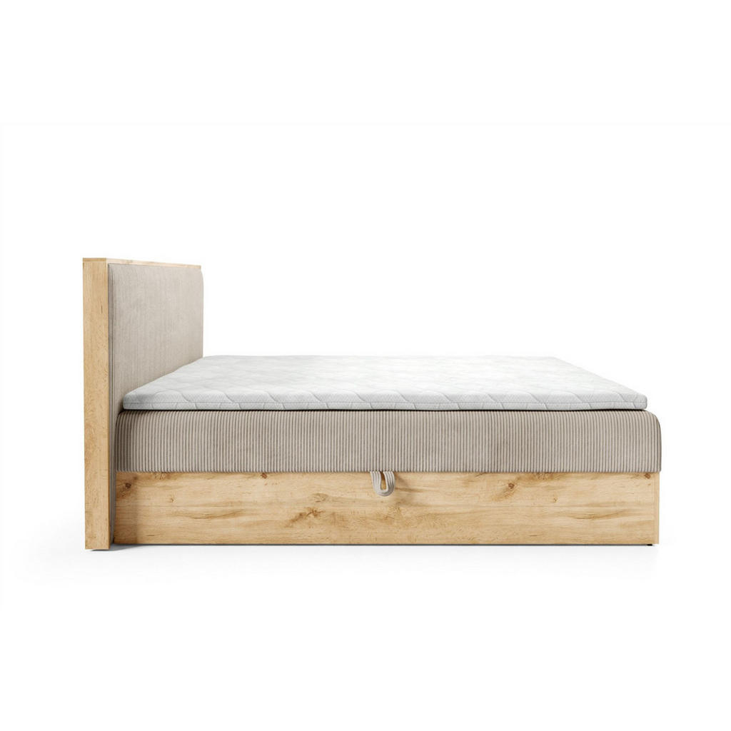 Thumbnail - Fun Möbel Boxbett, Hellbraun, Textil, 200x220 cm, Schlafzimmer, Betten, Boxspringbetten