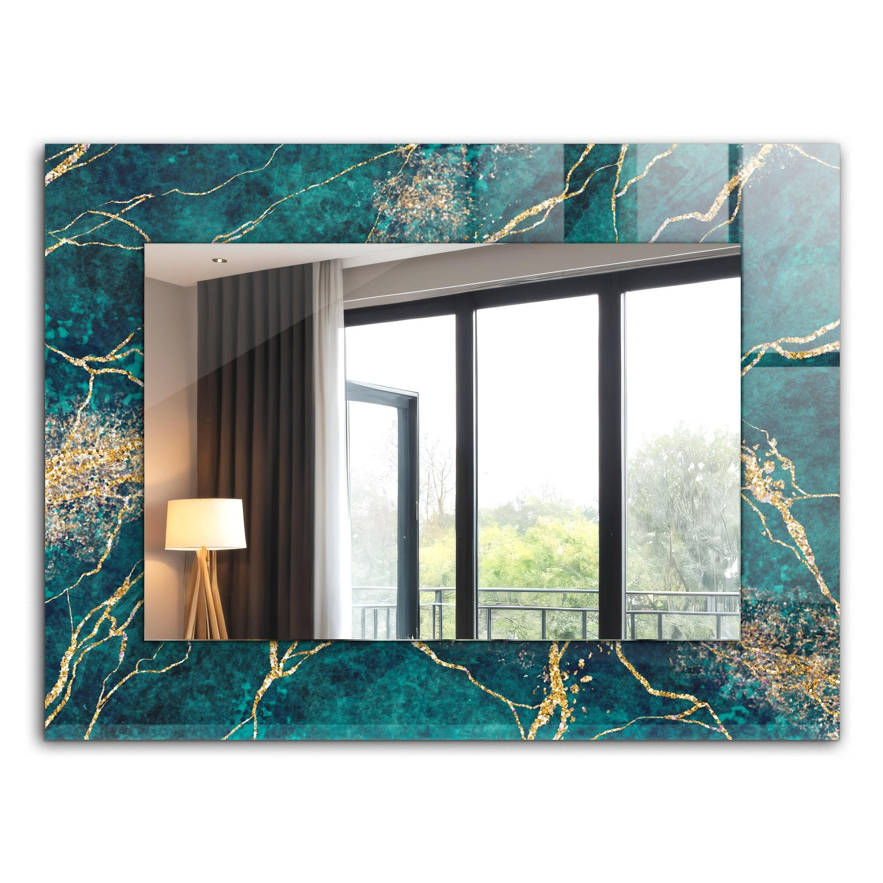 SPIEGEL 80 x 60 cm Rechteckig mit Aufdruck - Grün, Glas (80/60/0.4cm) - TULUP