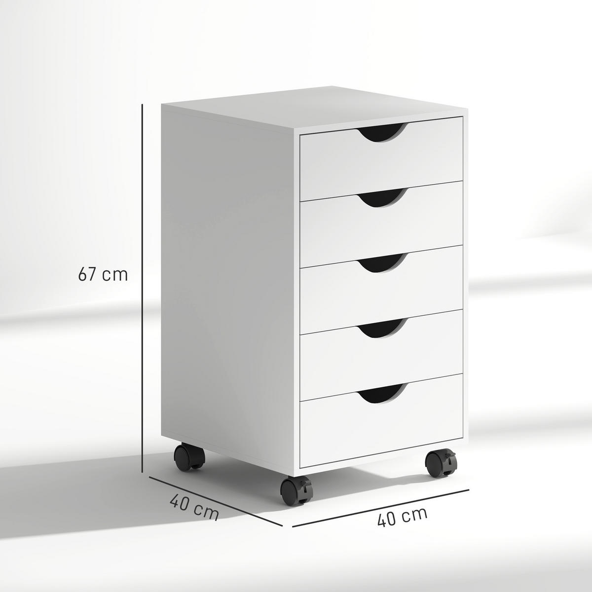 ROLLCONTAINER DE-14479 mit 5 Schubladen Weiß - Weiß, Holzwerkstoff (40/67/40cm) - ComfortXL