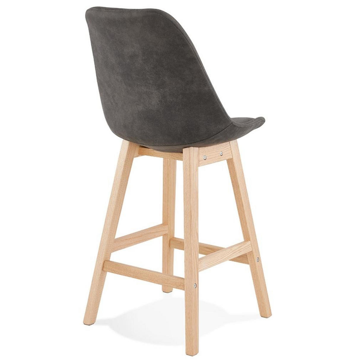 BARHOCKER Mikrofaser Massivholzbeine Sitzhöhe 66cm Skandi-Stil NIXARA MINI, Anthrazit-Beige 48x56x103 cm - Anthrazit/Beige, Eichenholz/Textil (48/103/56cm) - KADIMA DESIGN