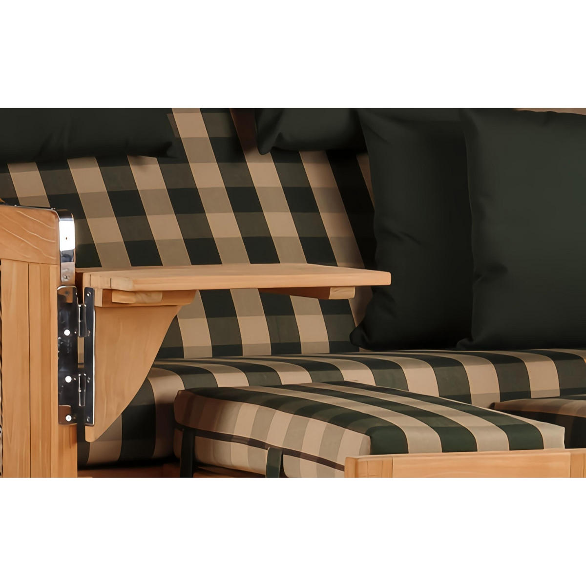 STRANDKORB Düne Grande Bullauge Teak PE Grey Dessin 506 - Braun/Grau, Metall (142/170/95cm) - Mr. Deko