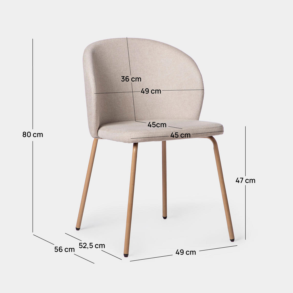 ESSZIMMERSTUHL Norah Beige 49 cm x 80 cm 4er-Set - Beige, Textil (49/80/56cm) - Klast Home