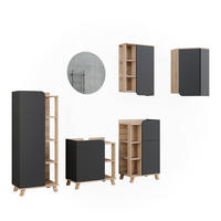 BADMÖBEL-SET Karen Sonoma 5 Teile - Anthrazit, Holzwerkstoff (60/65/35cm) - Vicco