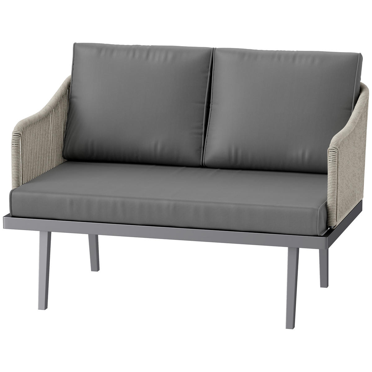 GARTENBANK DE-13424 2-Sitzer mit Kissen Dunkelgrau - Dunkelgrau, Metall (110/72/70cm) - ComfortXL