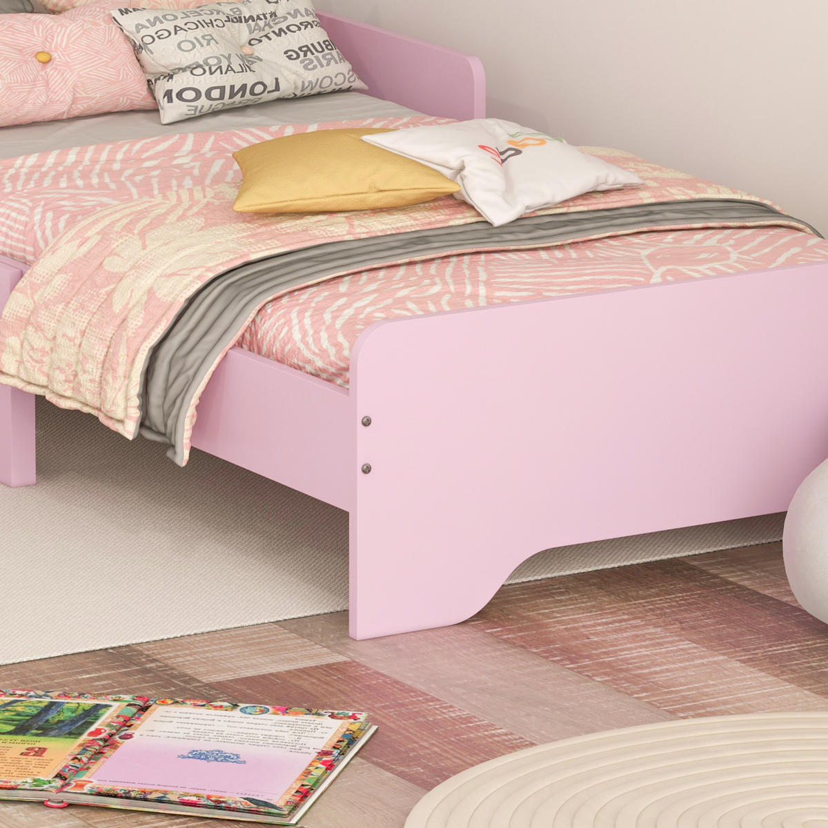 KINDERBETT 140x70 cm DE-14554 mit Wolken-Design, inkl. Lattenrost Rosa - Pink, Holzwerkstoff (70/140cm) - ComfortXL