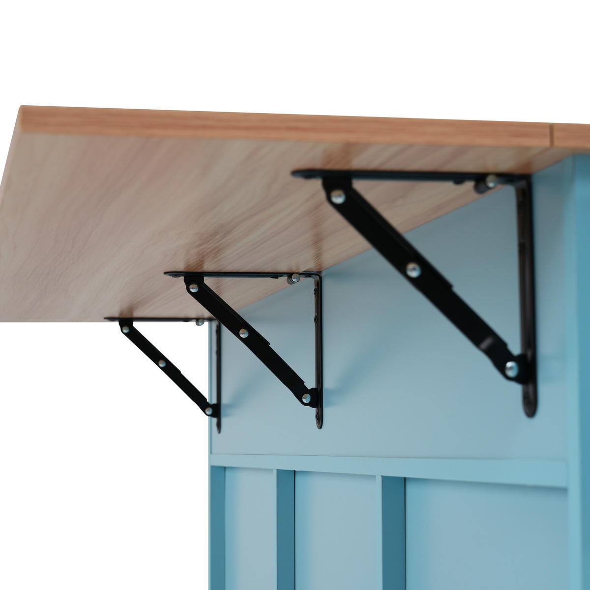 KÜCHENINSEL KLAPPBARE ARBEITSPLATTE, auf Rollen, Holzoptik-Blau, für Küche und Esszimmer, 129/46/91,5 cm - Blau, Kunststoff (46/91.5/120cm) - Rolipo