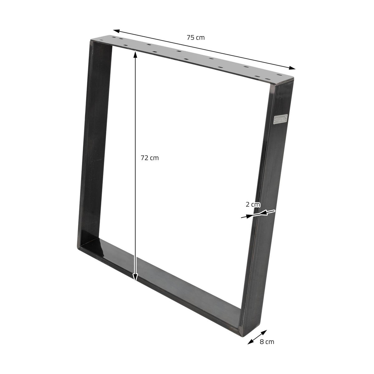 TISCHBEINE 2er Set 80GRAD 75 x 72 cm Dunkelgrau - Klar, Metall (75/8/72cm) - ML-DESIGN