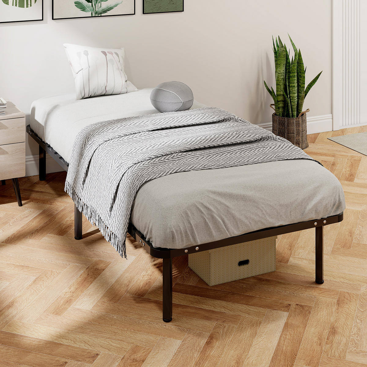 BETT Schwarz 90/190/33 cm - Schwarz, Metall - PANGIVO